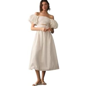Anthropologie Moon River Off-the-shoulder Cutout Maxi Dress White Size S